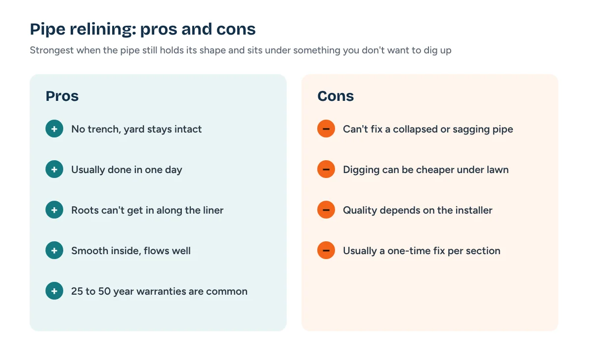 Pros and cons of pipe relining compared side by side